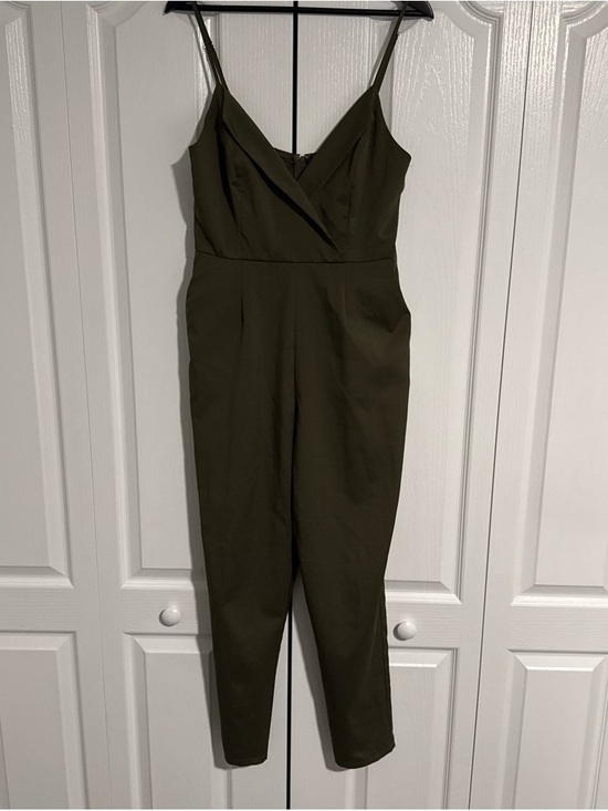 Windsor Pants - Windsor Olive Green Sleeveless V-Neck Jumpsuit Medium